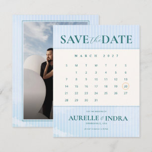 Blue Beach Summer Photo Calendar Wedding Save The Date