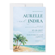 Blue Beach Summer Watercolor QR Wedding Party