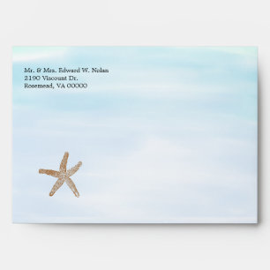 Blue Beach Theme Wedding Invitation Envelope