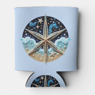 Blue Beach Themed Can Cooler