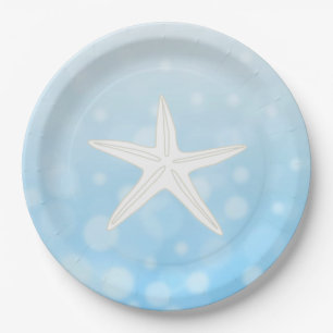 Blue Beach Themed Starfish Paper Plates