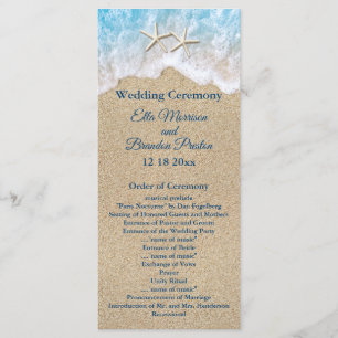 Blue Beach Waves and Starfish Wedding Program Programme