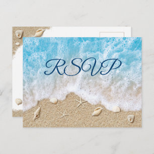 Blue Beach Waves Bat Mitzvah RSVP Postcard