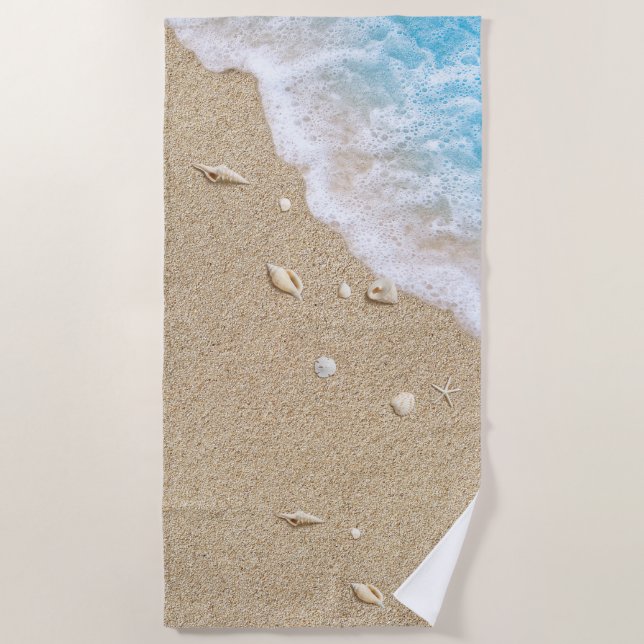 Blue Beach Waves Beach Towel (Front)