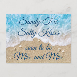 Blue Beach Waves Mrs & Mrs Save the Date Announcement Postcard