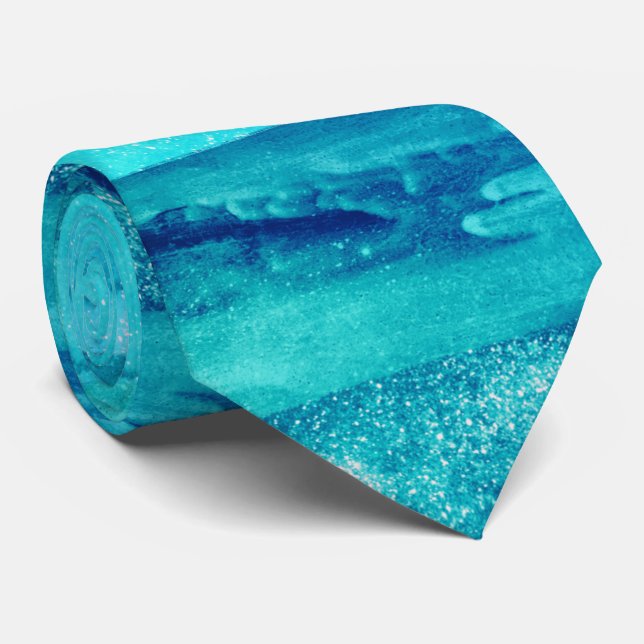 Blue beach waves nautical sea ocean marine tie (Rolled)