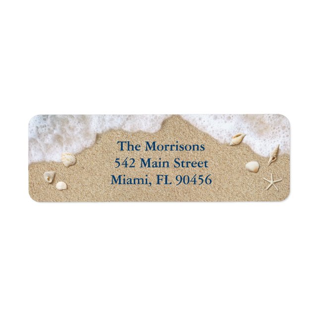 Blue Beach Waves Return Address Labels (Front)