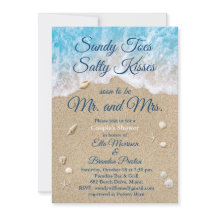 Blue Beach Waves Sandy Toes Couple's Shower