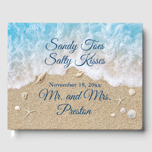 Blue Beach Waves Sandy Toes Guest Book