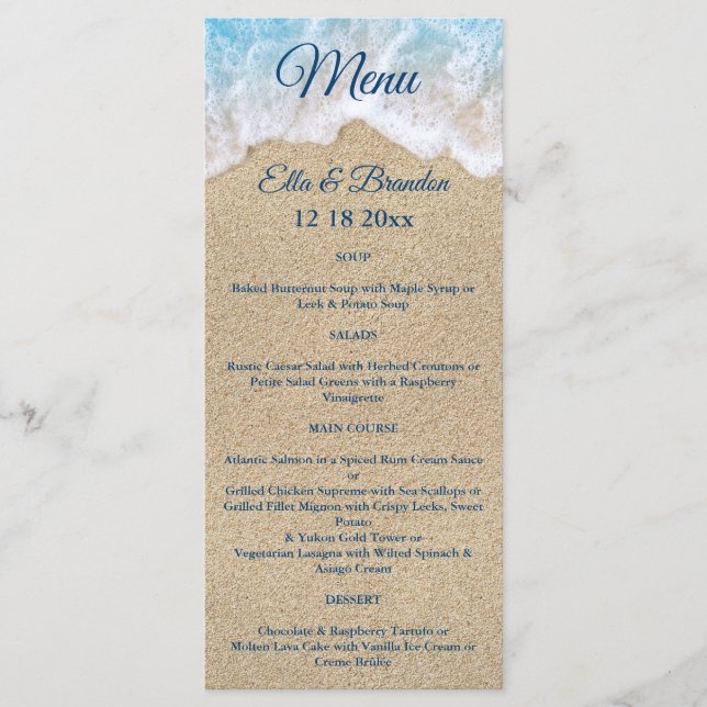 Blue Beach Waves Wedding Menu (Front)
