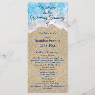 Blue Beach Waves Wedding Program Programme