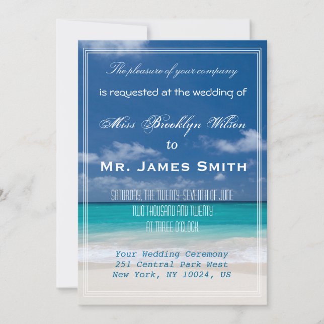 Blue Beach Wedding Invitations (Front)