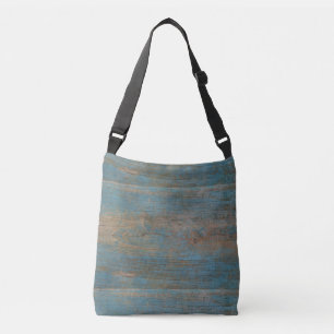 Blue Beach Wood Texture Crossbody Bag