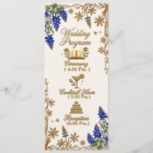 Blue Bead Elegant Floral Wedding Program Programme