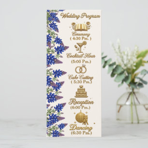 Blue Bead Elegant Floral Wedding Program Programme
