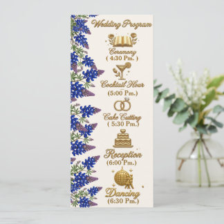 Blue Bead Elegant Floral Wedding Program Programme