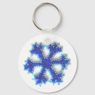 Blue Bead Snowflake Key Ring