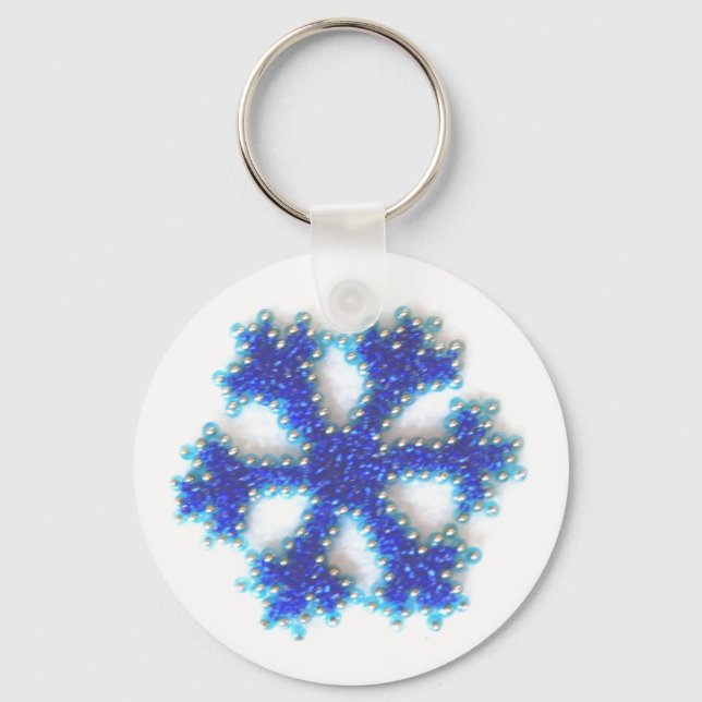 Blue Bead Snowflake Key Ring (Front)
