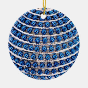 Blue Beaded Ceramic Tree Decoration