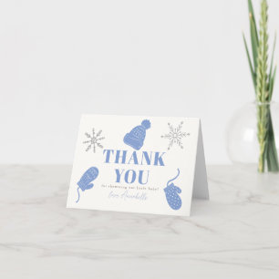 Blue Beanie & Gloves Boy Baby Shower Thank You Card