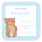 Blue Bear Baby Shower Bookplate, boy book plate
