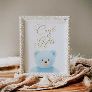 Blue Bear Baby Shower Cards and Gifts Poster