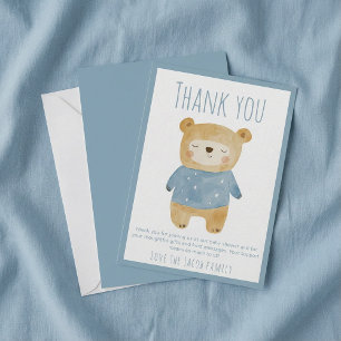 Blue Bear Baby Shower Cute thank you 