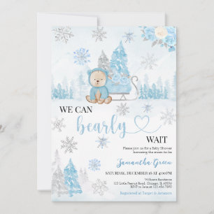 Blue Bear Baby Shower Invitation