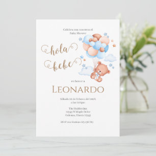 Blue bear baby shower invitation