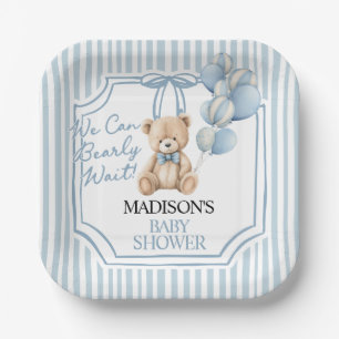 Blue Bear Baby Shower  Paper Plate