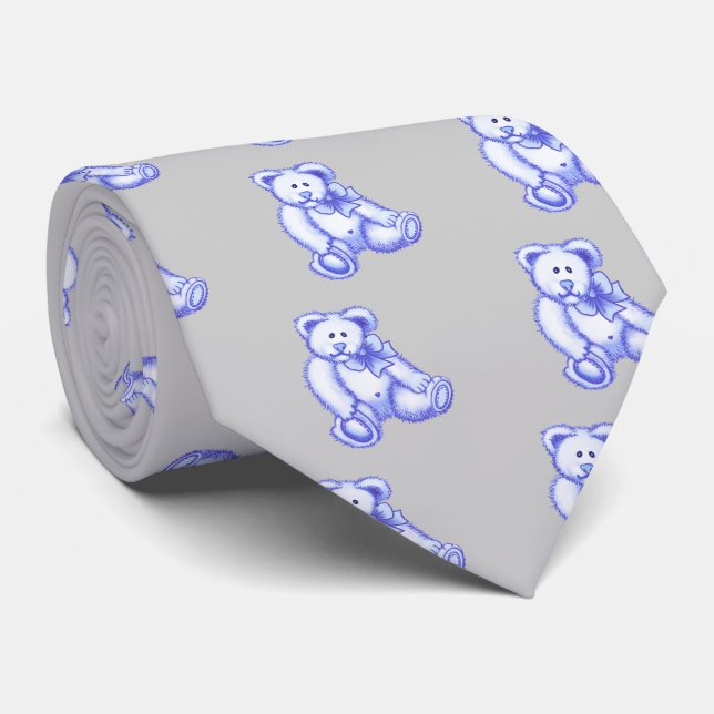 Blue Bear Baby Tie (Rolled)
