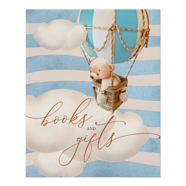 Blue Bear Balloon Baby Books and Gifts Poster (Front)