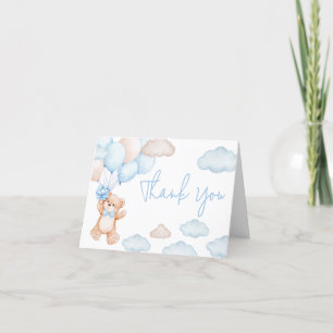 Blue Bear Balloon Baby Shower Thank You Card