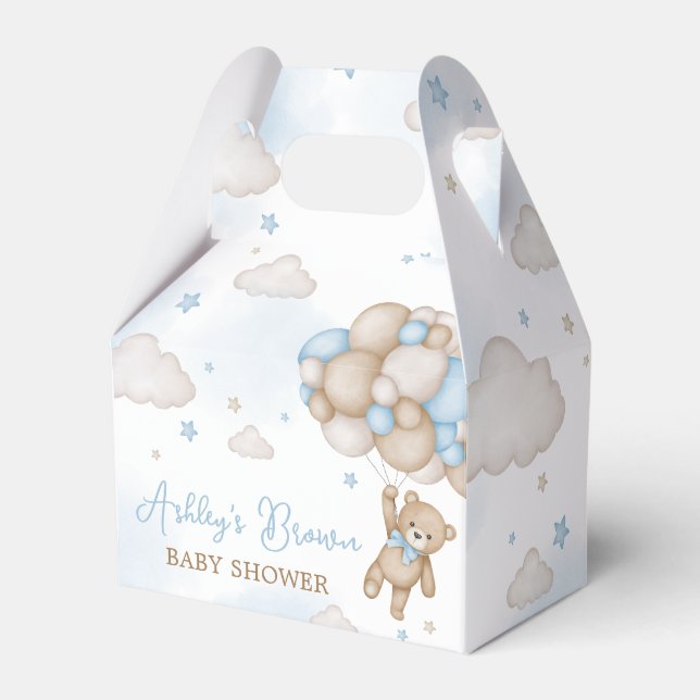 Blue Bear Balloons Baby Shower Favour Box (Front Side)