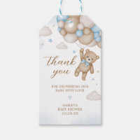 Blue Bear Balloons Baby Shower Favour Tags