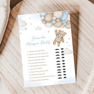 Blue Bear Balloons Baby Shower Guess Who Game