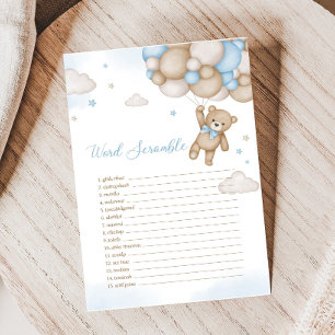 Blue Bear Balloons Baby Shower Word Scramble Game