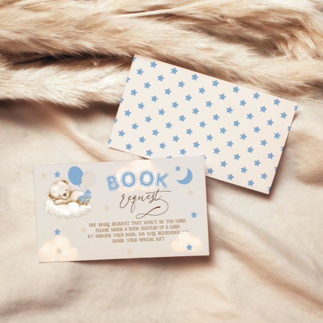 Blue Bear Balloons Boy Baby Shower Books For Baby Enclosure Card (Creator Uploaded)