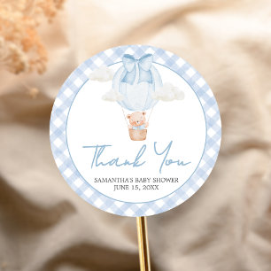 Blue Bear Bearly Wait Baby Shower  Classic Round Sticker