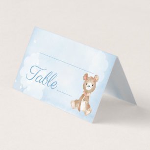 Blue Bear Boy's Baby Shower Birthday Table Number