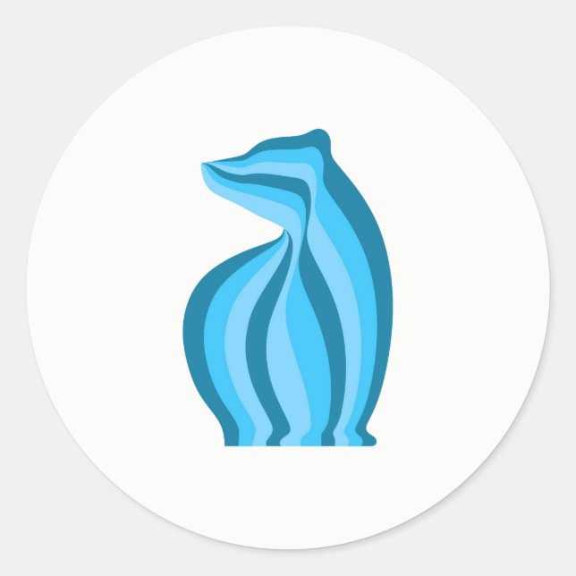 Blue bear classic round sticker (Front)