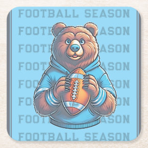 Blue Bear Custom Football Square Paper Coaster