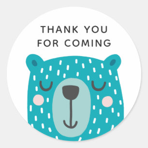 Blue bear. Cute animal. Kids birthday thank you Classic Round Sticker