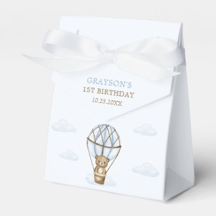 Blue Bear Hot Air Balloon Boys 1st Birthday Favour Box