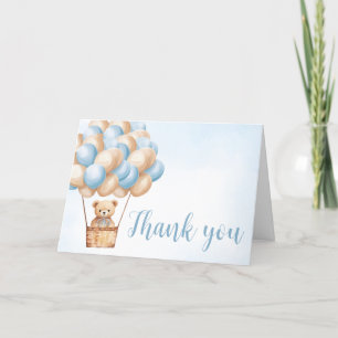 Blue Bear Hot Air Balloon  Thank You Card