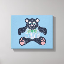 Blue bear on canvas