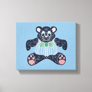 Blue bear on canvas