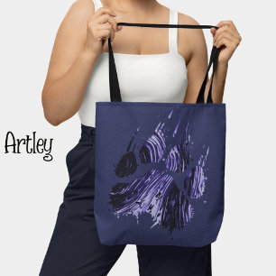 Blue Bear Paw tote bag, color swirl bear claw Bag