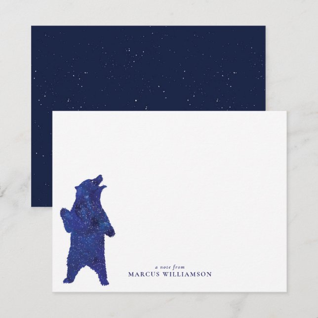 Blue Bear Personal Stationery Card (Front/Back)