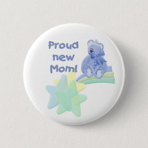 Blue Bear Proud New Mum 6 Cm Round Badge